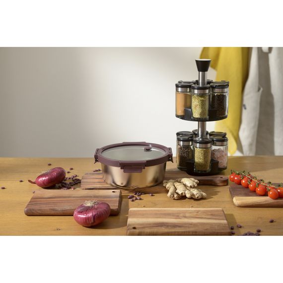 Ланч-бокс стальной со стеклянной крышкой, 1,5 л, сливовый, Smart Solutions, изображение 6