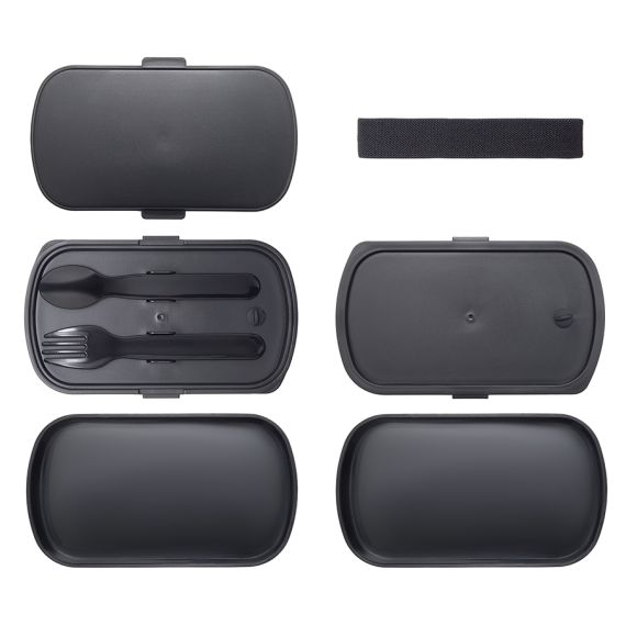 Ланч-бокс с приборами Food Time, 1 л, черный, Smart Solutions, изображение 2