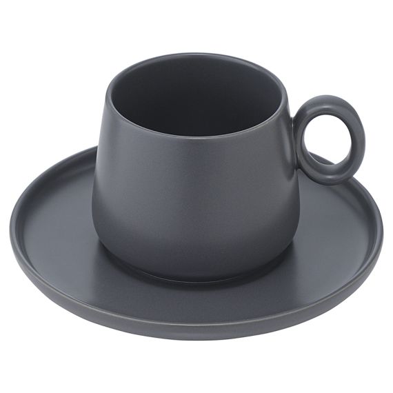 Набор из двух чайных пар темно-серого цвета из коллекции Essential, 250 мл, Tkano, изображение 3