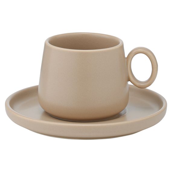 Набор из двух чашек с блюдцами бежевого цвета из коллекции Essential, 120 мл, Tkano, изображение 2