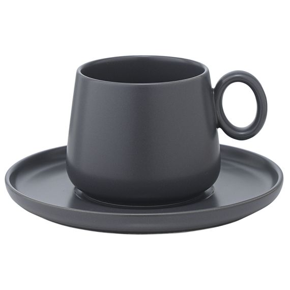 Набор из двух чайных пар темно-серого цвета из коллекции Essential, 250 мл, Tkano, изображение 2