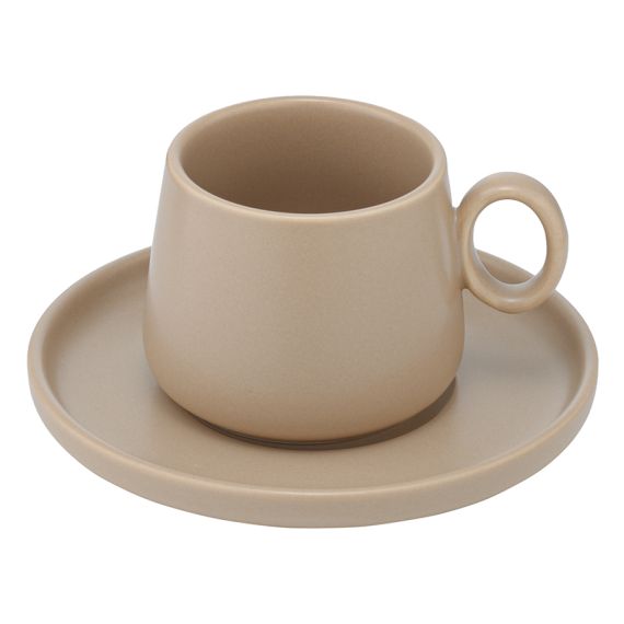 Набор из двух чашек с блюдцами бежевого цвета из коллекции Essential, 120 мл, Tkano, изображение 3