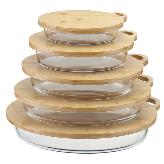 Форма для выпечки стеклянная с бамбуковой крышкой-подносом, 4 л, Smart Solutions, изображение 6