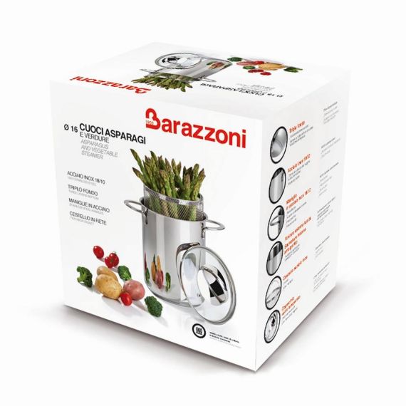 Speciale - Кастрюля 4,2 л, диам. 16 см + корзина для приготовления спаржи, пасты + крышка, Barazzoni, изображение 5