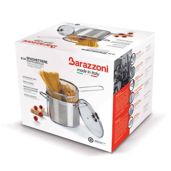 Speciale - Кастрюля 7,25 л, диам. 24 см + 2 корзины для раздельной варки + крышка, Barazzoni, изображение 6