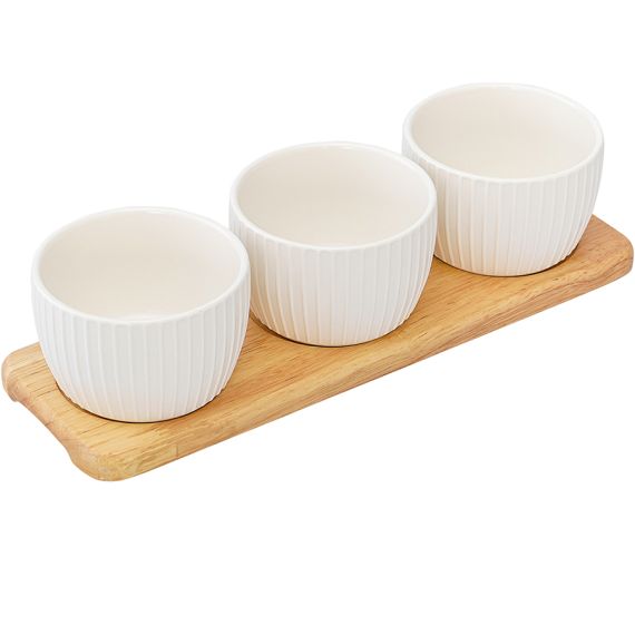 Набор из 3 чаш на бамбуковой подставке Soft Ripples, Dual Glazing, 200 мл, Liberty Jones, изображение 5