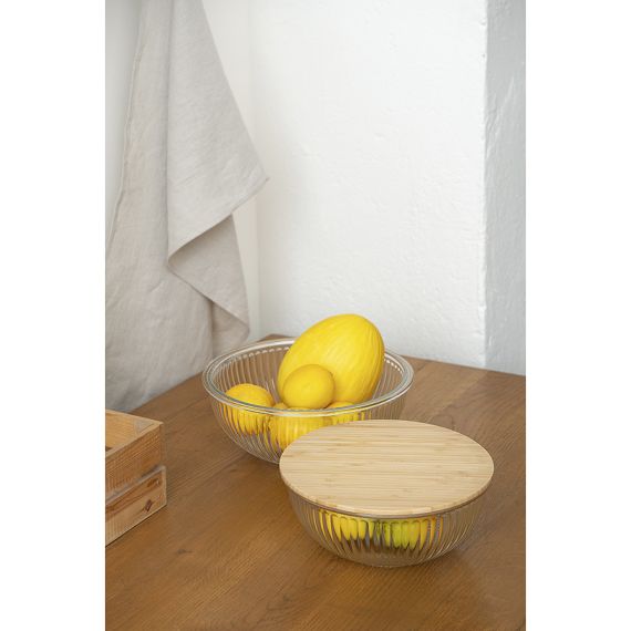 Чаша стеклянная с бамбуковой крышкой Harmy, 2 л, Liberty Jones, изображение 4