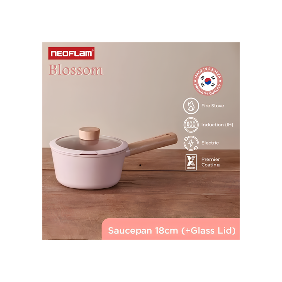 Ковш со стеклянной крышкой для индукционных плит Blossom 18 см, Neoflam