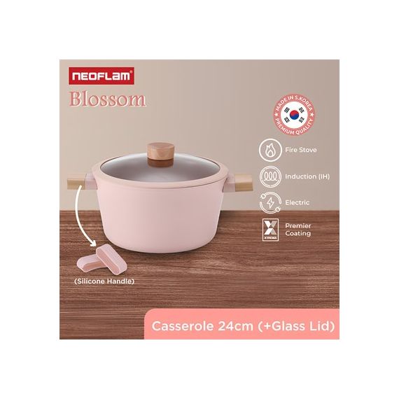 Кастрюля со стеклянной крышкой для индукционных плит Blossom 24 см, Neoflam