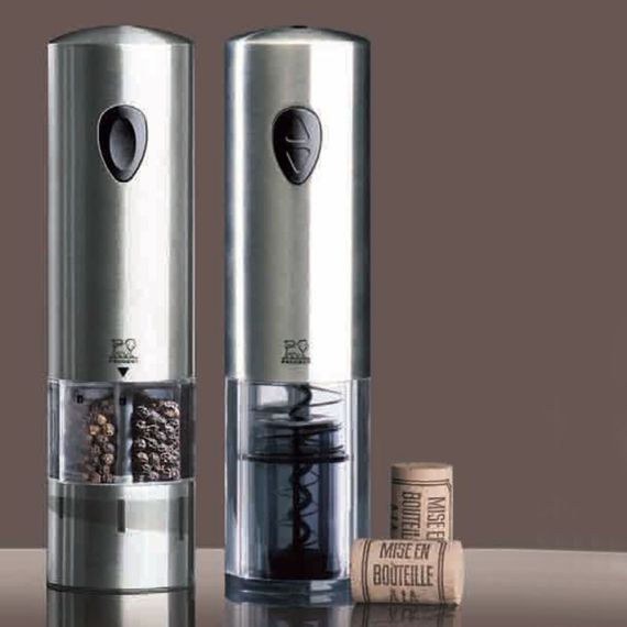 Набор электрических мельниц для соли и перца на подставке, 20см,  6 степеней помола, ELIS SENSE PEUGEOT, Франция, изображение 12