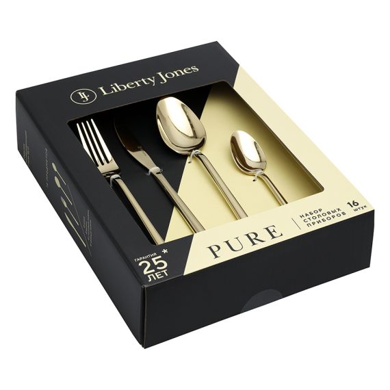 Набор столовых приборов Pure, золотистые глянцевые, 16 пред., Liberty Jones, изображение 6