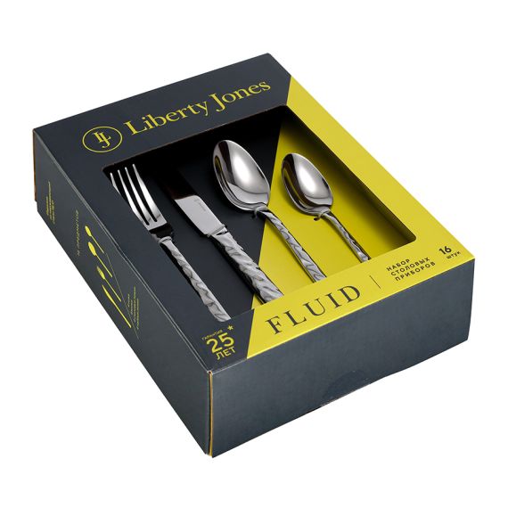 Набор столовых приборов Fluid, серебристые, 16 пред., Liberty Jones, изображение 6
