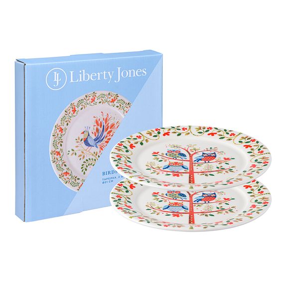 Набор тарелок Owl из коллекции Birds of Paradise в подарочной упаковке, d 21 см, 2 шт., Liberty Jones