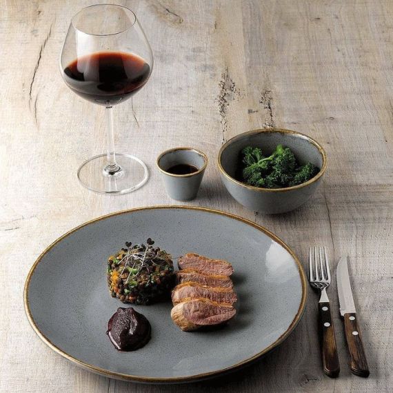 Тарелка 24 см безбортовая, Seasons Темно-серый, Porland, изображение 4