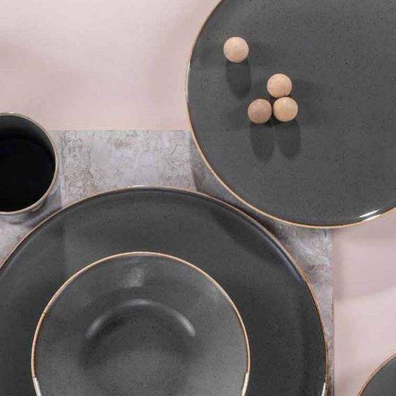 Тарелка 24 см безбортовая, Seasons Темно-серый, Porland, изображение 3