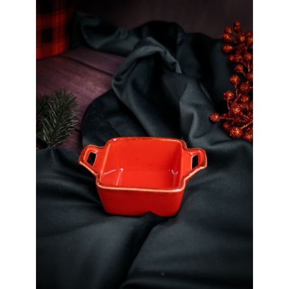Соусник квадратный с 2-мя ручками 7х10 см h 4.2 см, Seasons Красный, Porland, изображение 6