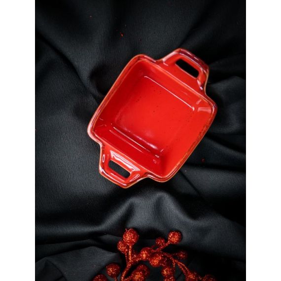 Соусник квадратный с 2-мя ручками 7х10 см h 4.2 см, Seasons Красный, Porland, изображение 4