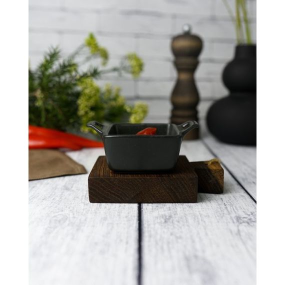 Соусник квадратный с 2-мя ручками 7х10 см h 4.2 см, Seasons Черный, Porland, изображение 9
