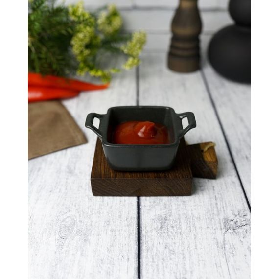 Соусник квадратный с 2-мя ручками 7х10 см h 4.2 см, Seasons Черный, Porland, изображение 3