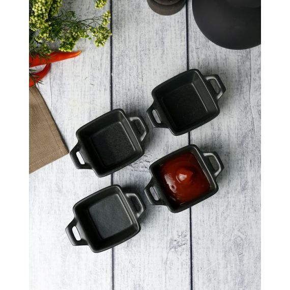 Соусник квадратный с 2-мя ручками 7х10 см h 4.2 см, Seasons Черный, Porland, изображение 12