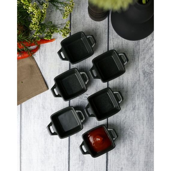 Соусник квадратный с 2-мя ручками 7х10 см h 4.2 см, Seasons Черный, Porland, изображение 13