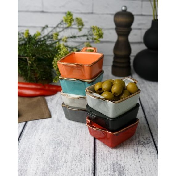 Соусник квадратный с 2-мя ручками 7х10 см h 4.2 см, Seasons Черный, Porland, изображение 7