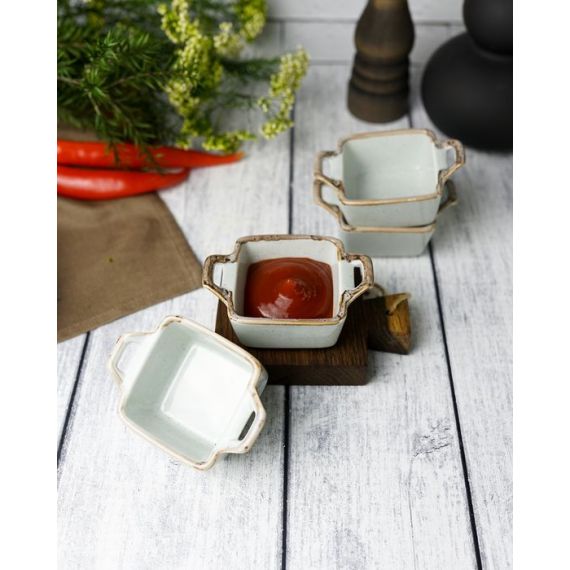 Соусник квадратный с 2-мя ручками 7х10 см h 4.2 см, Seasons Серый, Porland, изображение 13