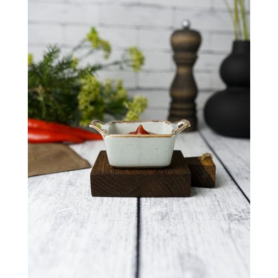 Соусник квадратный с 2-мя ручками 7х10 см h 4.2 см, Seasons Серый, Porland, изображение 11