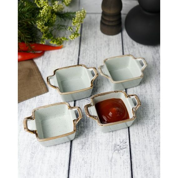 Соусник квадратный с 2-мя ручками 7х10 см h 4.2 см, Seasons Серый, Porland, изображение 15