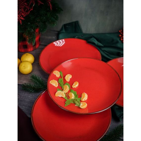 Тарелка 24 см безбортовая, Seasons Красный, Porland, изображение 10