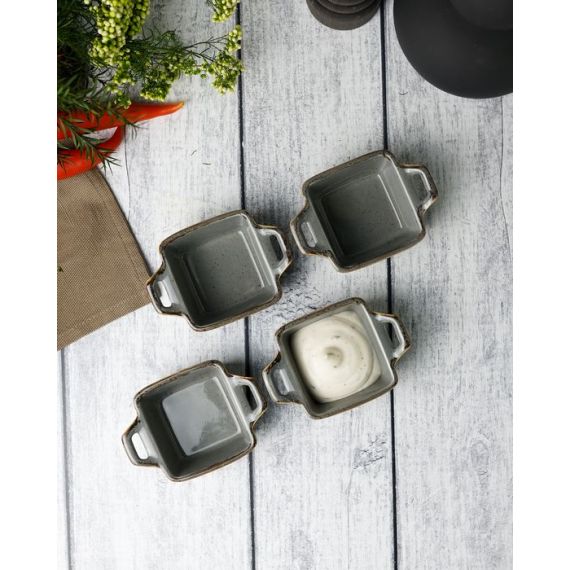 Соусник квадратный с 2-мя ручками 7х10 см h 4.2 см, Seasons Темно-серый, Porland, изображение 15