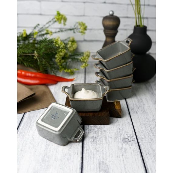 Соусник квадратный с 2-мя ручками 7х10 см h 4.2 см, Seasons Темно-серый, Porland, изображение 16