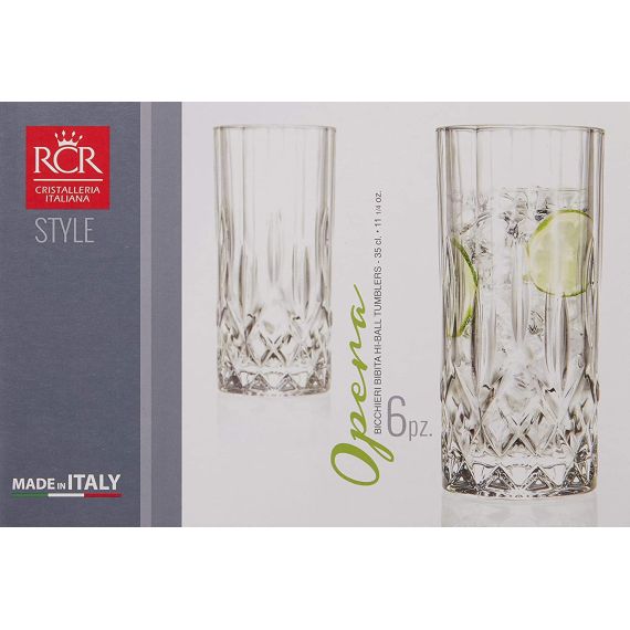 Набор из 6-ти стаканов Хайбол RCR Style Opera 350 мл, хрустальное стекло, Италия, изображение 8