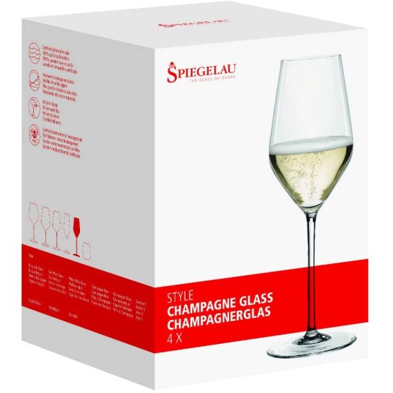 Набор из 4-х бокалов для шампанского, 300 мл, хрустальное стекло, серия Style, Spiegelau, изображение 5