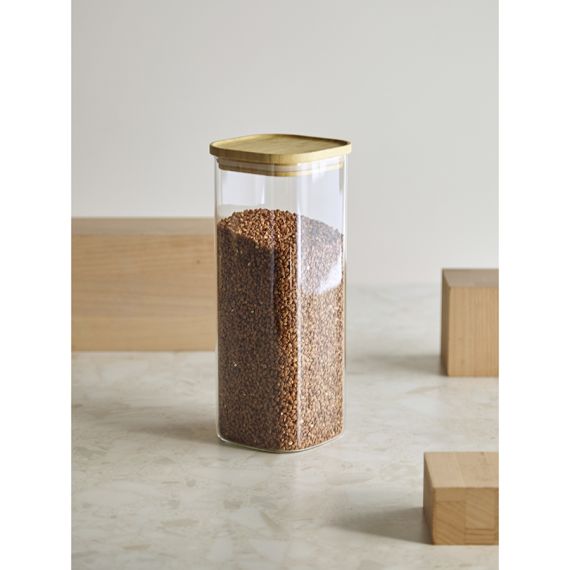 Банка для хранения квадратная Glass Bamboo, 1,9 л, Smart Solutions, изображение 5