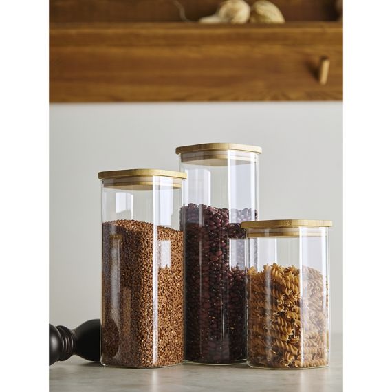 Банка для хранения квадратная Glass Bamboo, 1,4 л, Smart Solutions, изображение 4