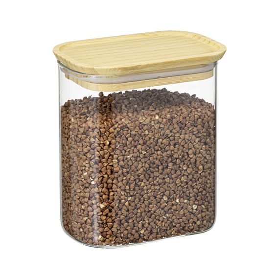 Банка для хранения прямоугольная Glass Bamboo, 950 мл, Smart Solutions, изображение 5