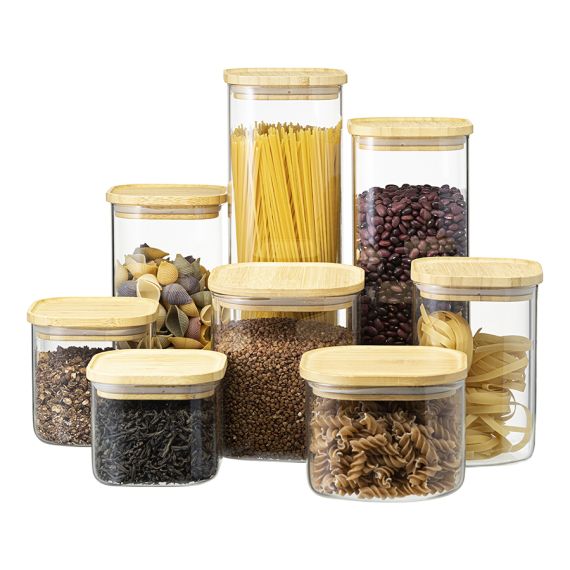 Банка для хранения квадратная Glass Bamboo, 1,4 л, Smart Solutions, изображение 10