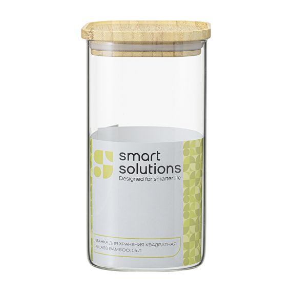 Банка для хранения квадратная Glass Bamboo, 1,4 л, Smart Solutions, изображение 11
