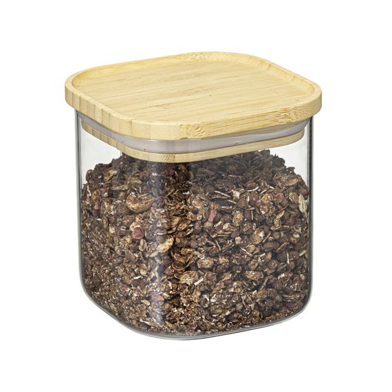 Банка для хранения квадратная Glass Bamboo, 800 мл, Smart Solutions, изображение 5