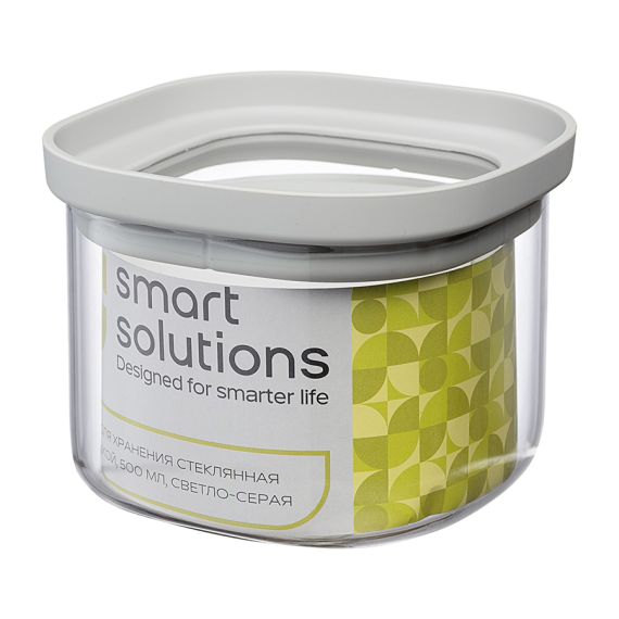 Банка для хранения стеклянная с крышкой, 500 мл, светло-серая, Smart Solutions, изображение 4