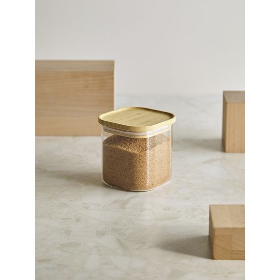 Банка для хранения квадратная Glass Bamboo, 800 мл, Smart Solutions, изображение 4