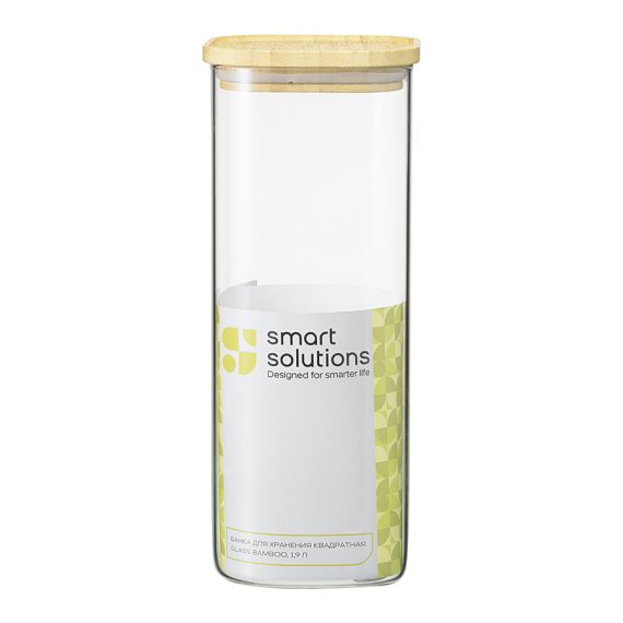 Банка для хранения квадратная Glass Bamboo, 1,9 л, Smart Solutions, изображение 10