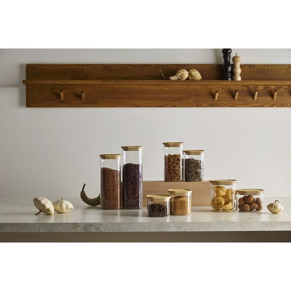 Банка для хранения квадратная Glass Bamboo, 1,4 л, Smart Solutions, изображение 2