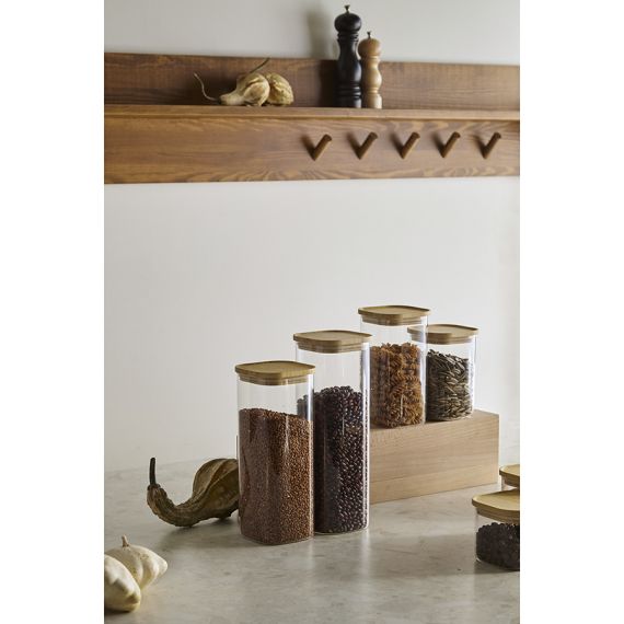 Банка для хранения квадратная Glass Bamboo, 2,2 л, Smart Solutions, изображение 3
