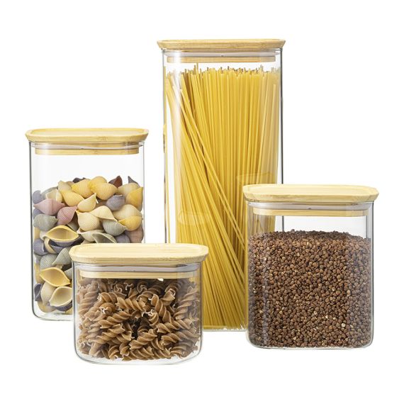 Банка для хранения прямоугольная Glass Bamboo, 600 мл, Smart Solutions, изображение 8