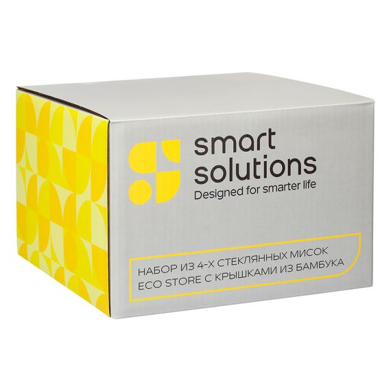 Набор из 4-х стеклянных мисок Eco Store с крышками из бамбука, Smart Solutions, изображение 8