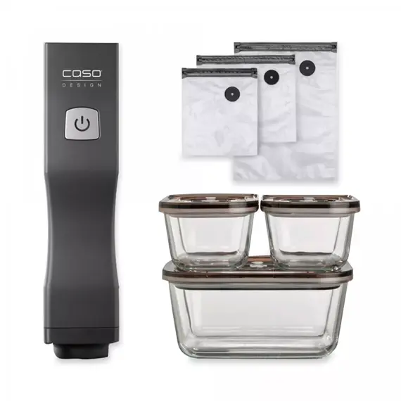 Вакууматор ручной Vacu OneTouch Eco-Set с аксессуарами, нержавеющая сталь, пластик,  CASO