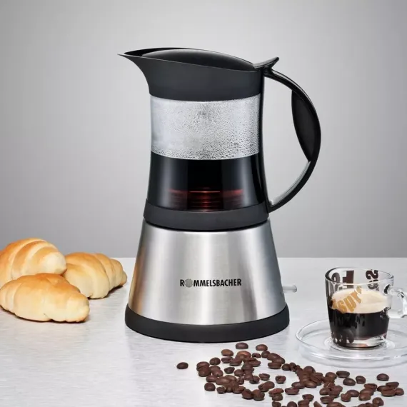 Кофеварка -эспрессо, 0,35 л, нержавеющая сталь, стекло, ROMMELSBACHER, изображение 2
