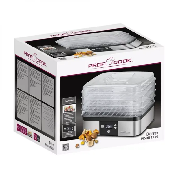 Сушилка для овощей и фруктов, нержавеющая сталь, пластик, PROFI COOK, изображение 4